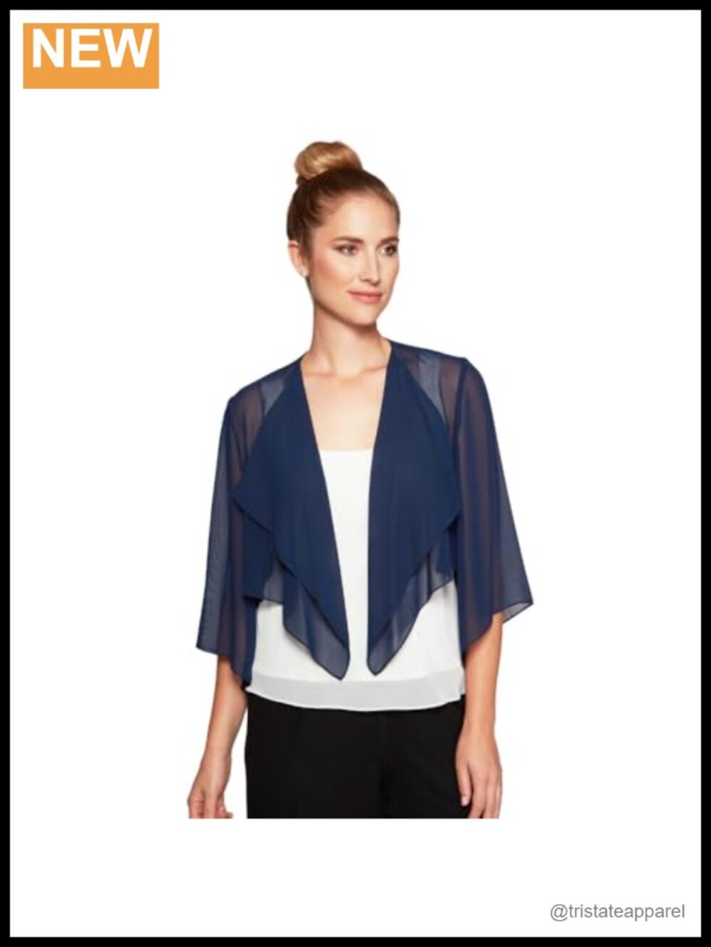 Women's Chiffon Bolero Shrug Jacket 3/4 Sleeve Cropped Formal Evening Cover-Up
